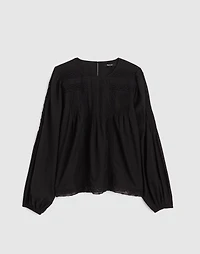 Lace-Insert Pintucked Long-Sleeve Top | Madewell