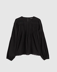 Lace-Insert Pintucked Long-Sleeve Top | Madewell