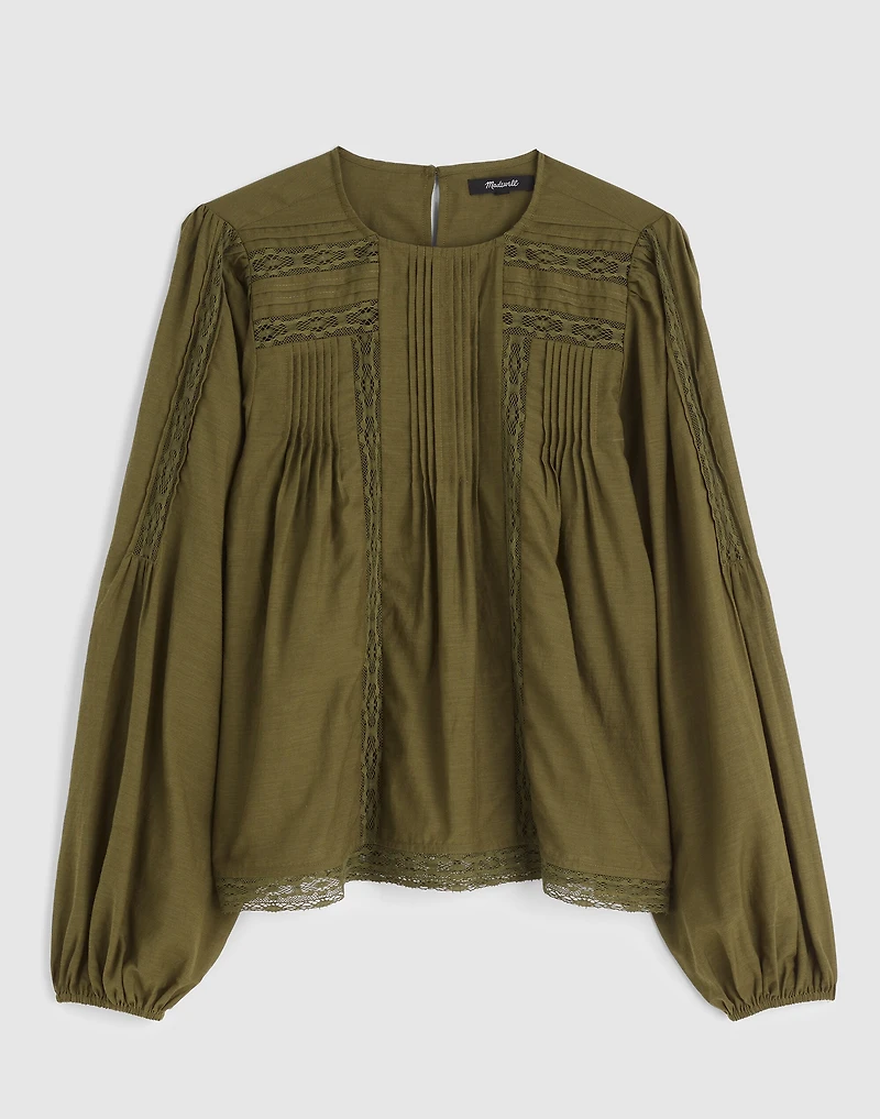 Lace-Insert Pintucked Long-Sleeve Top | Madewell