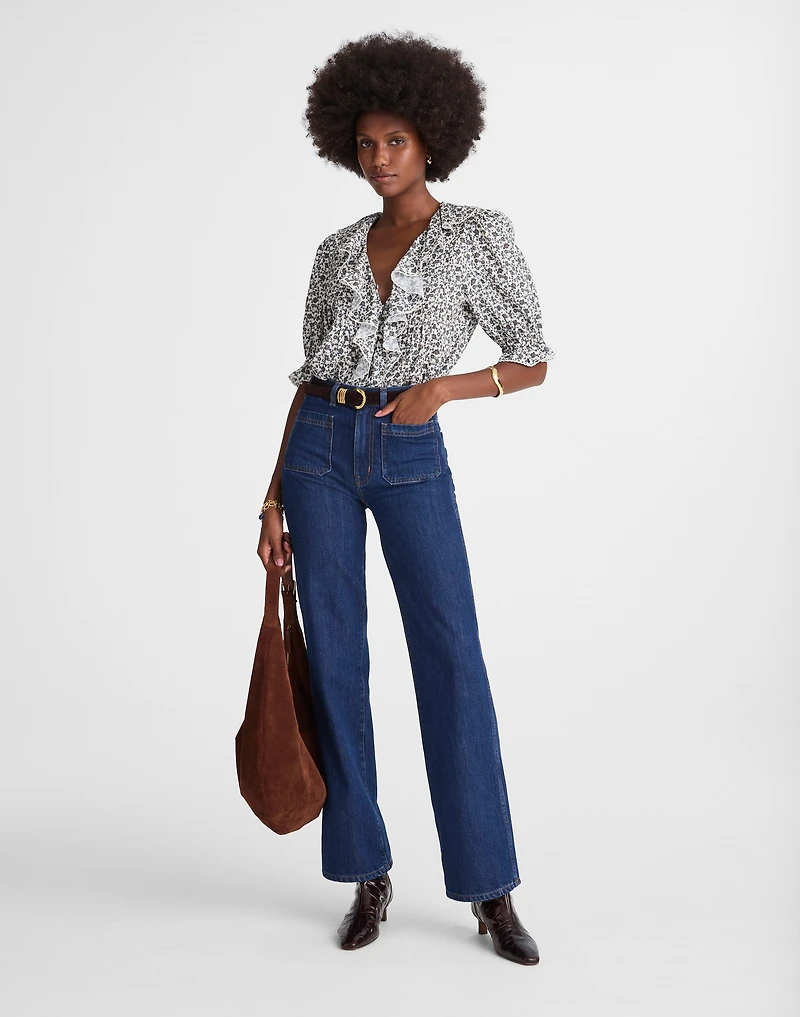 Ruffled Pintuck Puff-Sleeve Top | Madewell