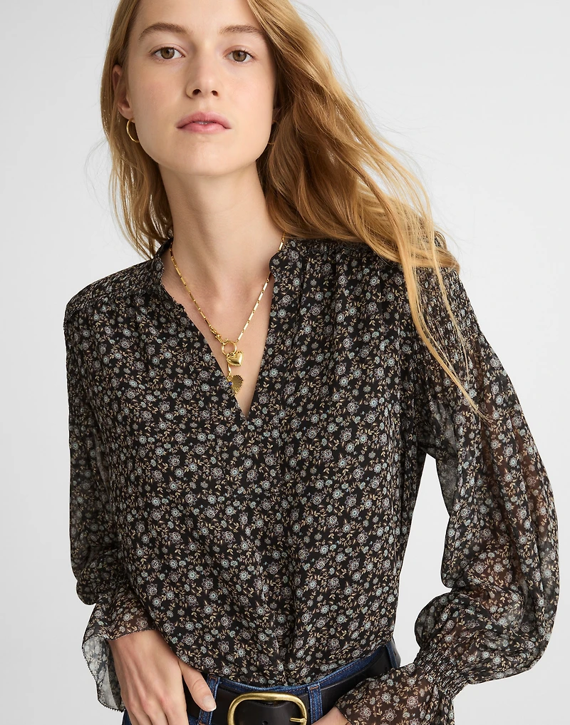 Semi-Sheer Split-Neck Top | Madewell