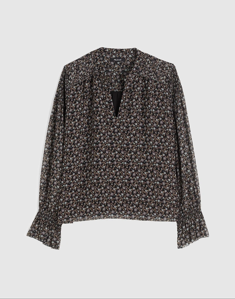 Semi-Sheer Split-Neck Top | Madewell