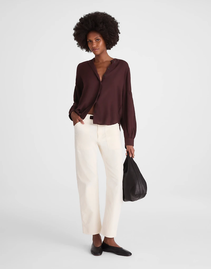 Stand-Collar Button-Up Shirt Flannel | Madewell
