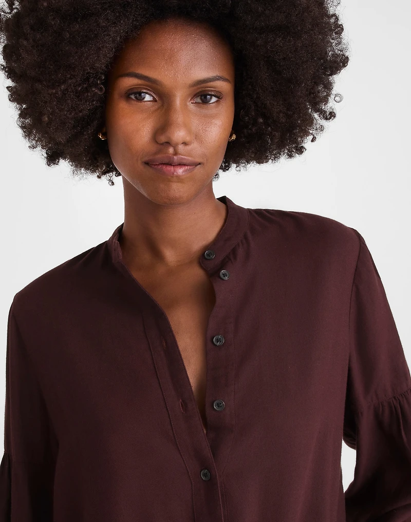 Stand-Collar Button-Up Shirt Flannel | Madewell