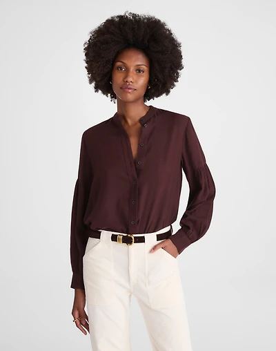 Stand-Collar Button-Up Shirt Flannel | Madewell