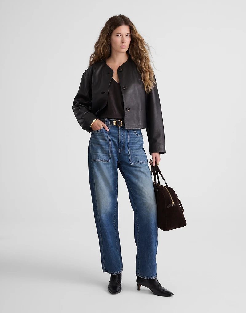 Crop Cardigan Jacket Leather | Madewell
