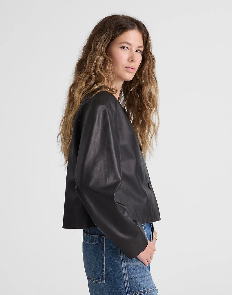 Crop Cardigan Jacket Leather | Madewell