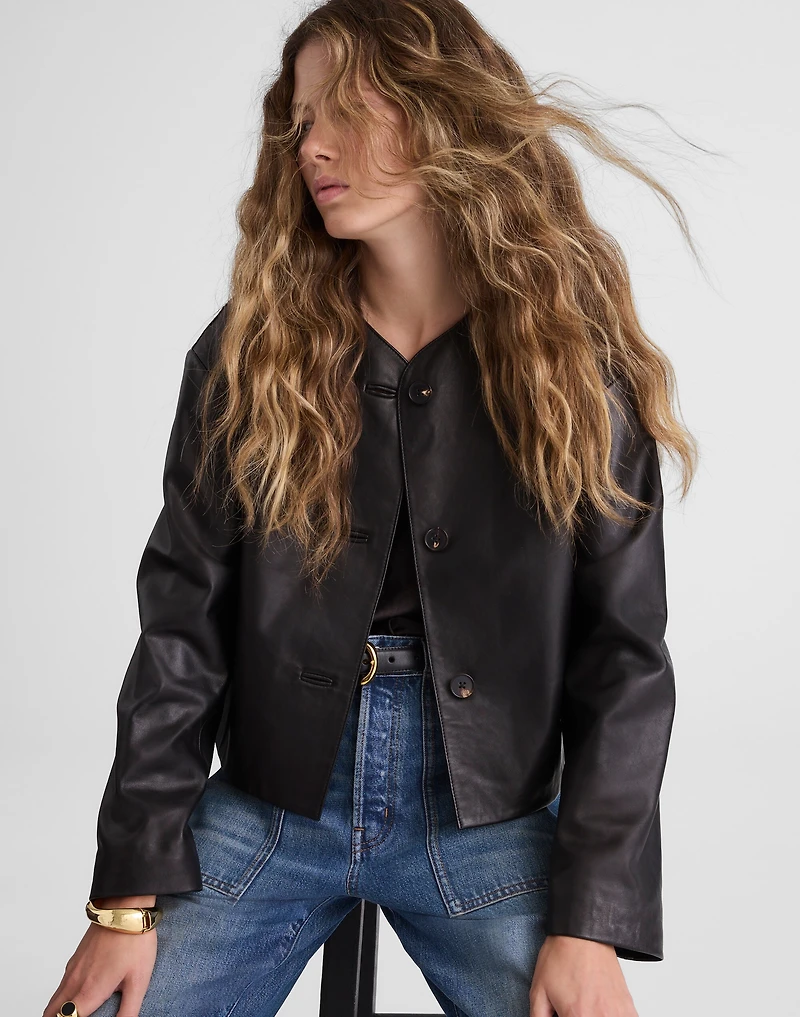 Crop Cardigan Jacket Leather | Madewell