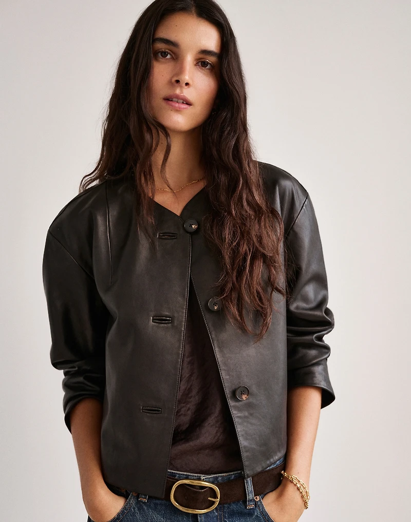 Crop Cardigan Jacket Leather | Madewell
