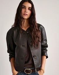 Crop Cardigan Jacket Leather | Madewell