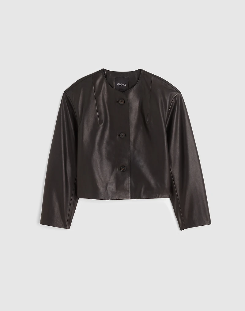 Crop Cardigan Jacket in Leather | Madewell