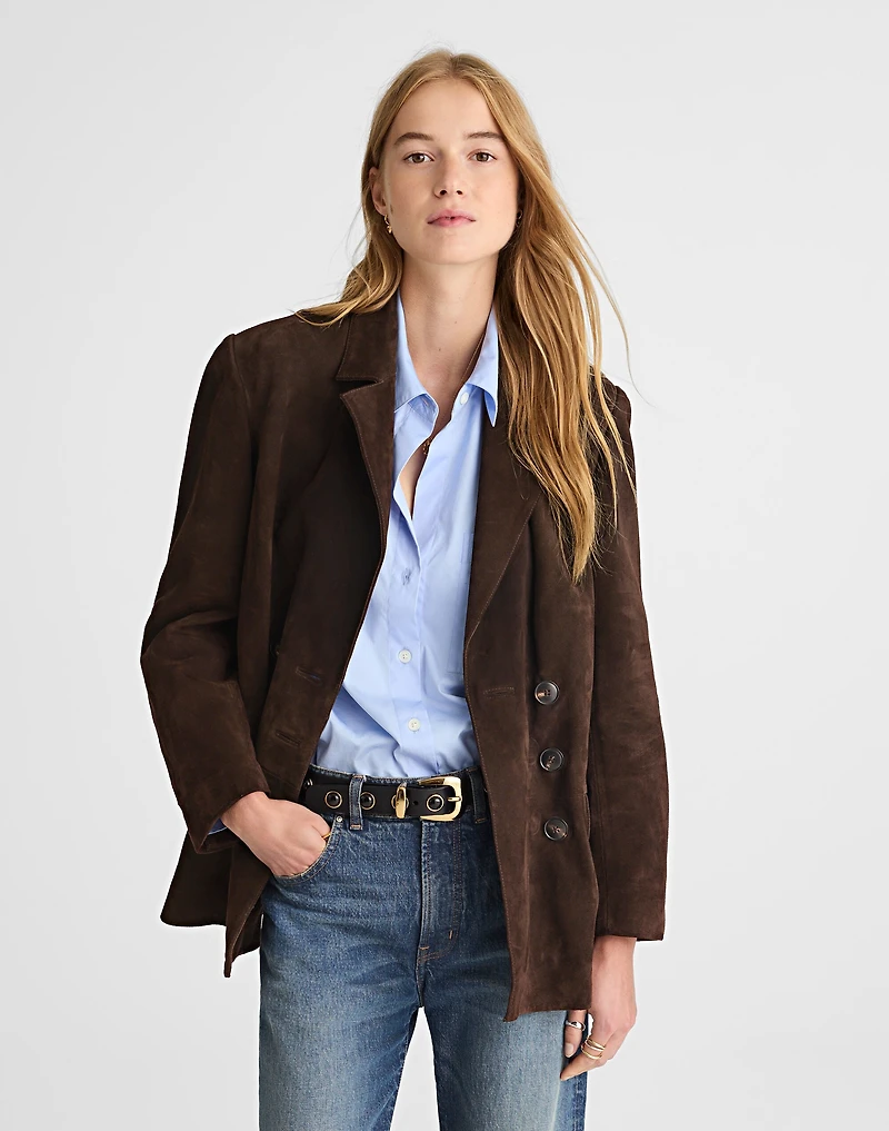Double-Breasted Blazer Suede | Madewell