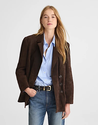Double-Breasted Blazer Suede | Madewell