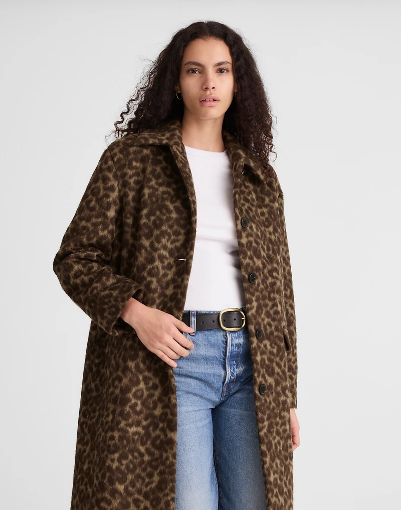 Single-Breasted Topcoat in Leopard Print | Madewell