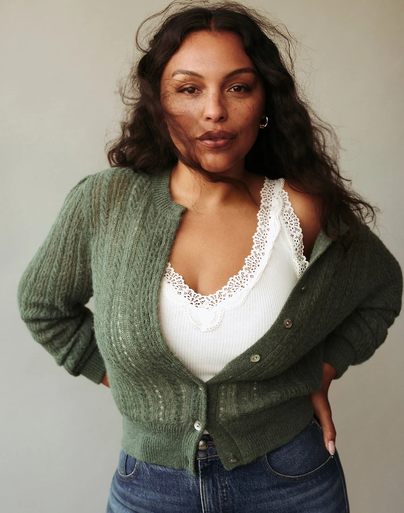 Pointelle-Stitch Cardigan Alpaca Blend | Madewell