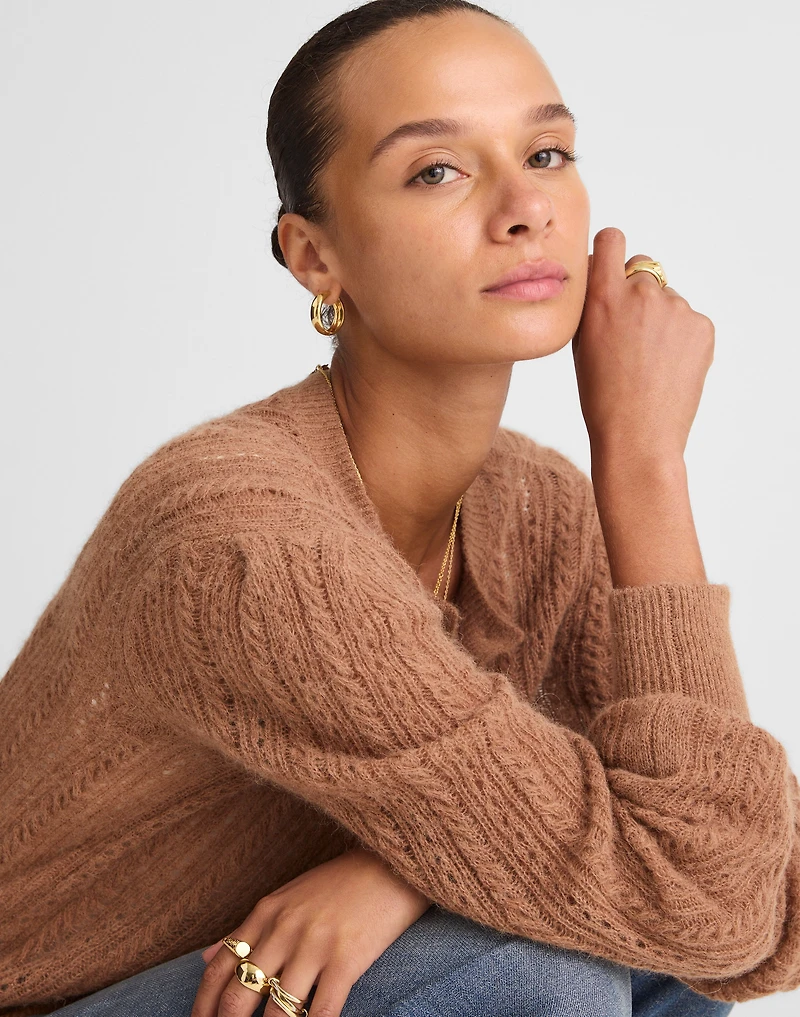 Pointelle-Stitch Cardigan in Alpaca Blend | Madewell