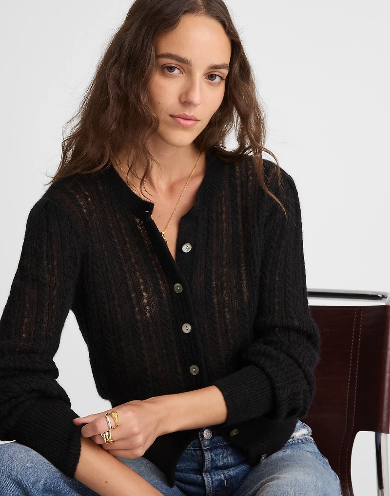 Pointelle-Stitch Cardigan Alpaca Blend | Madewell