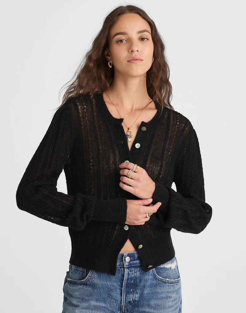 Pointelle-Stitch Cardigan Alpaca Blend | Madewell
