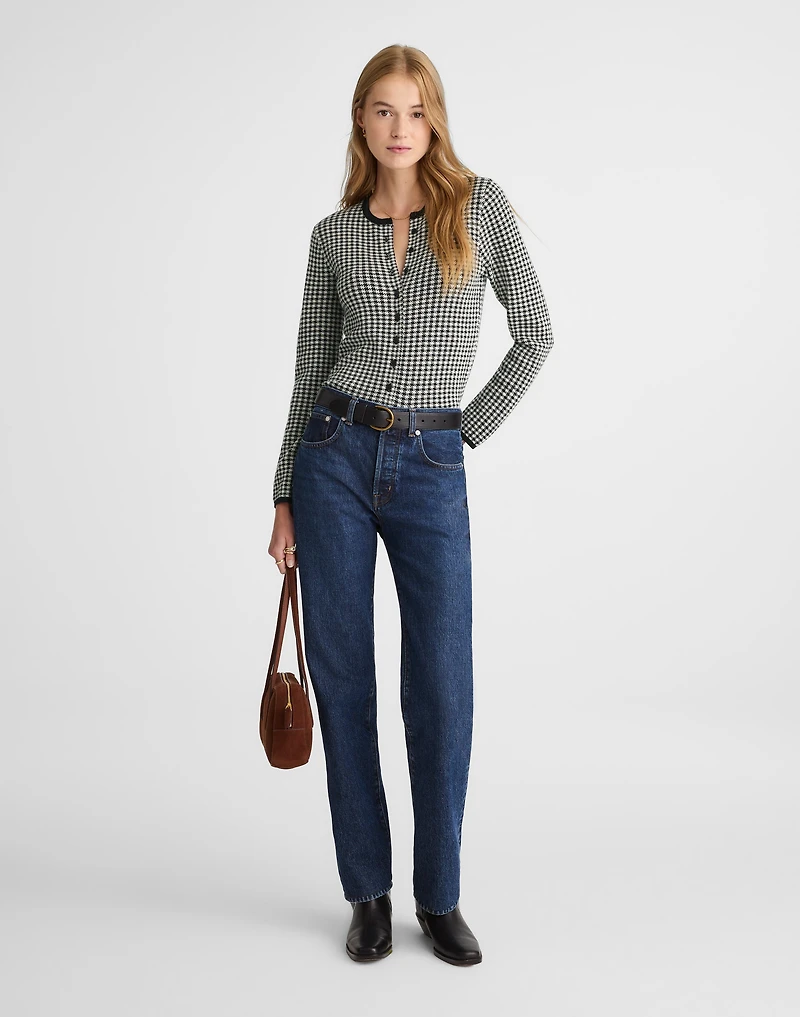 Houndstooth Crewneck Cardigan 100% Merino Wool | Madewell