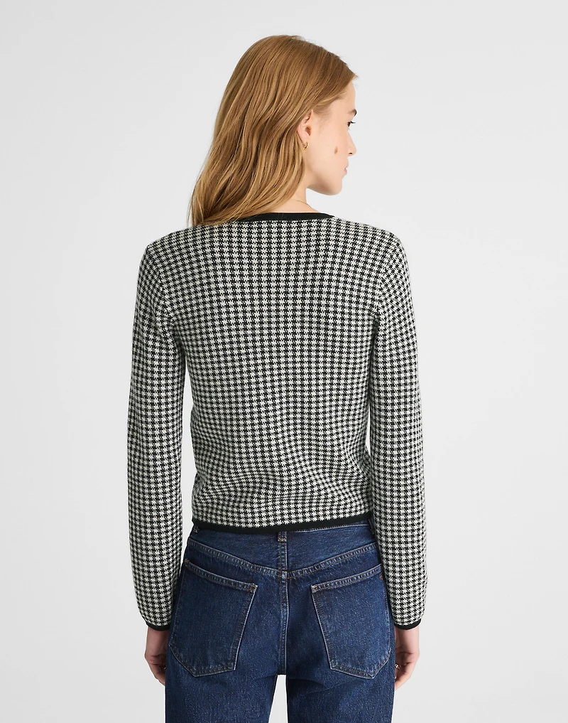 Houndstooth Crewneck Cardigan 100% Merino Wool | Madewell
