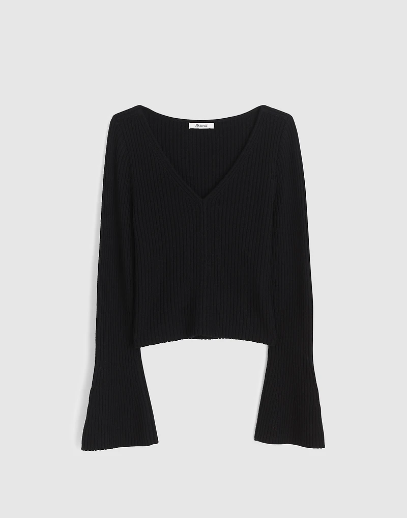 Ribbed V-Neck Sweater Top Merino Wool | Madewell