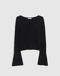 Ribbed V-Neck Sweater Top Merino Wool | Madewell