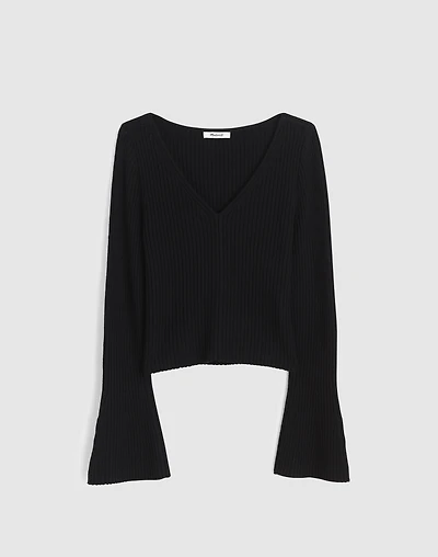 Ribbed V-Neck Sweater Top Merino Wool | Madewell