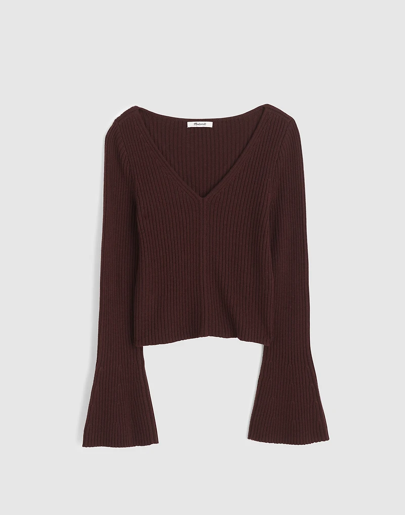 Ribbed V-Neck Sweater Top Merino Wool | Madewell