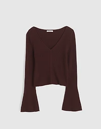 Ribbed V-Neck Sweater Top Merino Wool | Madewell