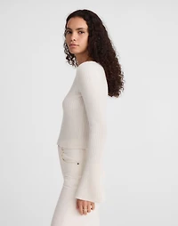 Ribbed V-Neck Sweater Top in Merino Wool | Madewell