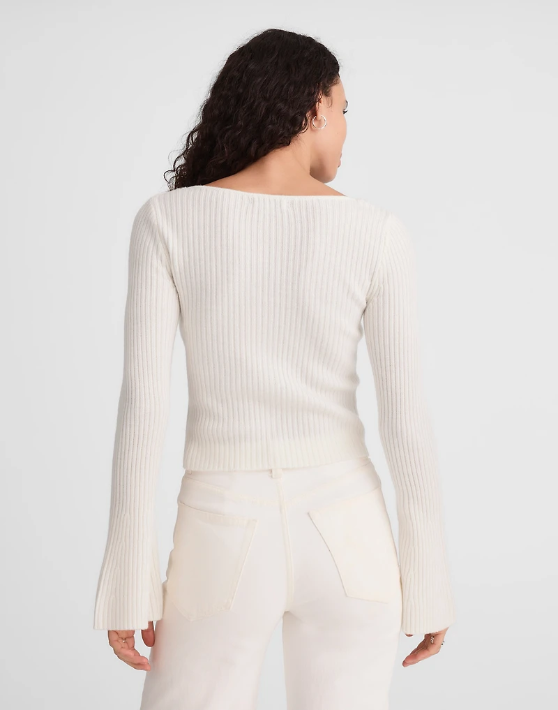 Ribbed V-Neck Sweater Top in Merino Wool | Madewell