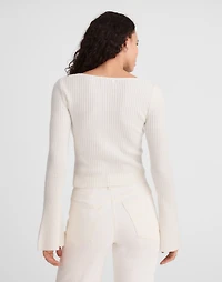 Ribbed V-Neck Sweater Top in Merino Wool | Madewell