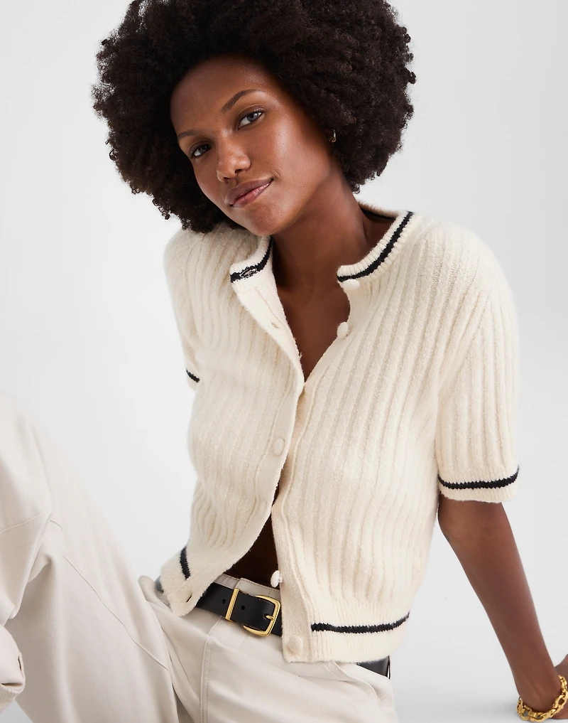 Short Puff-Sleeve Cardigan | Madewell