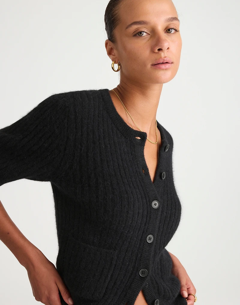 Patch-Pocket Puff-Sleeve Cardigan | Madewell