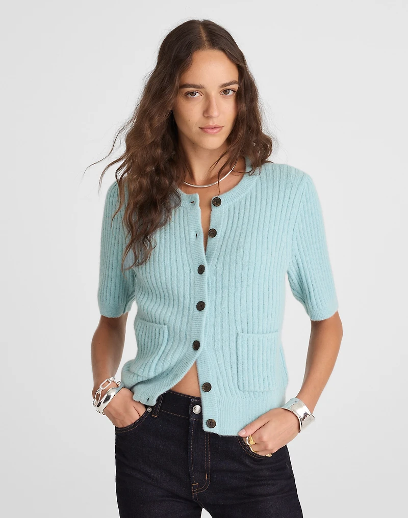 Patch-Pocket Puff-Sleeve Cardigan | Madewell