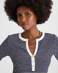 Striped Elbow-Sleeve Henley Tee | Madewell