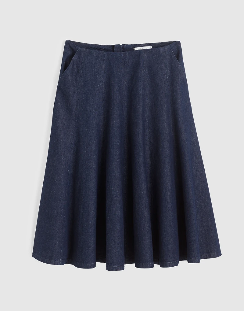 Flared Denim Midi Skirt Rinse Wash | Madewell