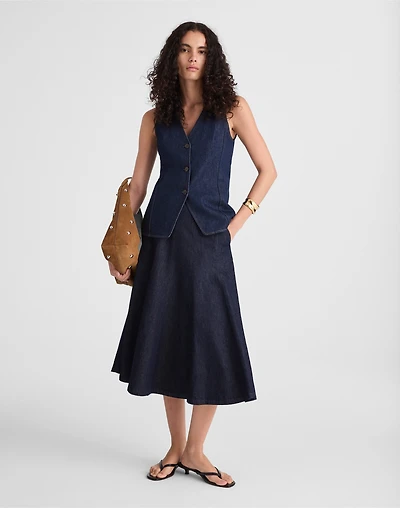 Flared Denim Midi Skirt | Madewell