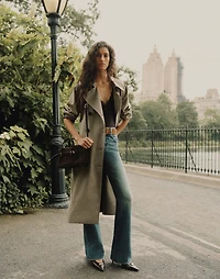 Double-Breasted Trench Coat in Plaid