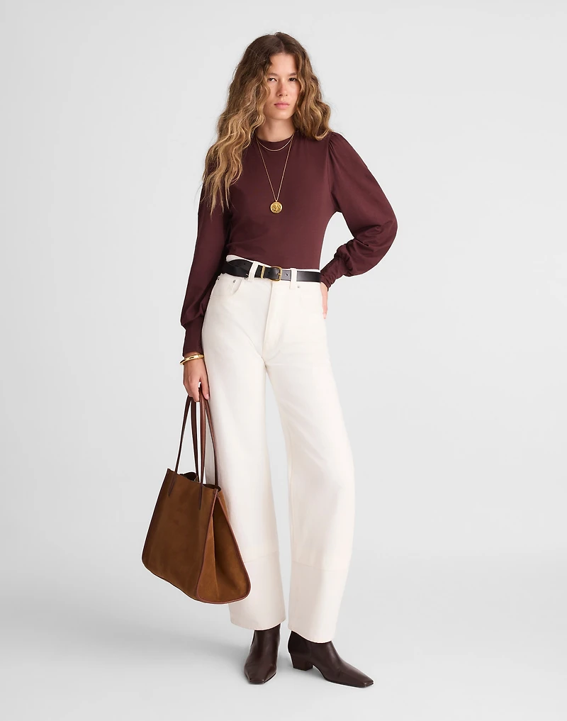 Smocked Long-Sleeve Top Soft Slub | Madewell