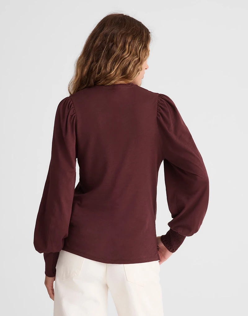 Smocked Long-Sleeve Top Soft Slub | Madewell