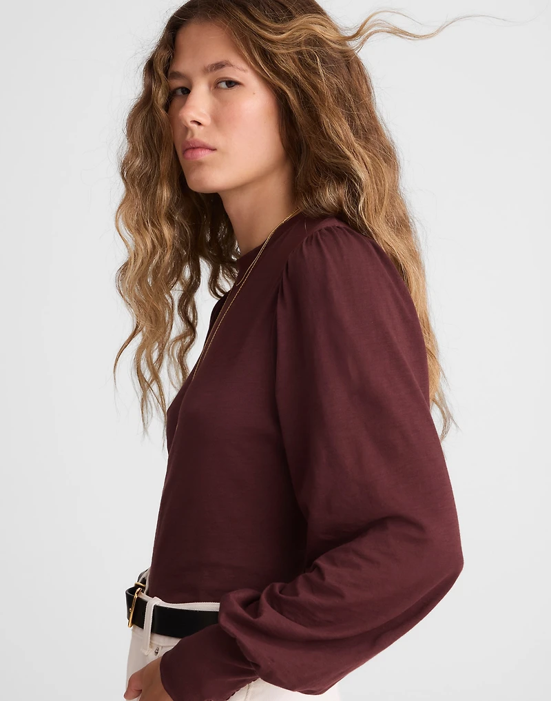 Smocked Long-Sleeve Top Soft Slub | Madewell