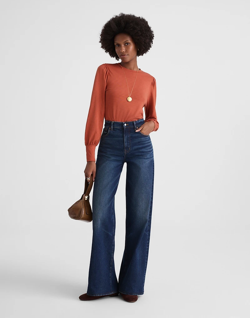 Smocked Long-Sleeve Top in Soft Slub | Madewell