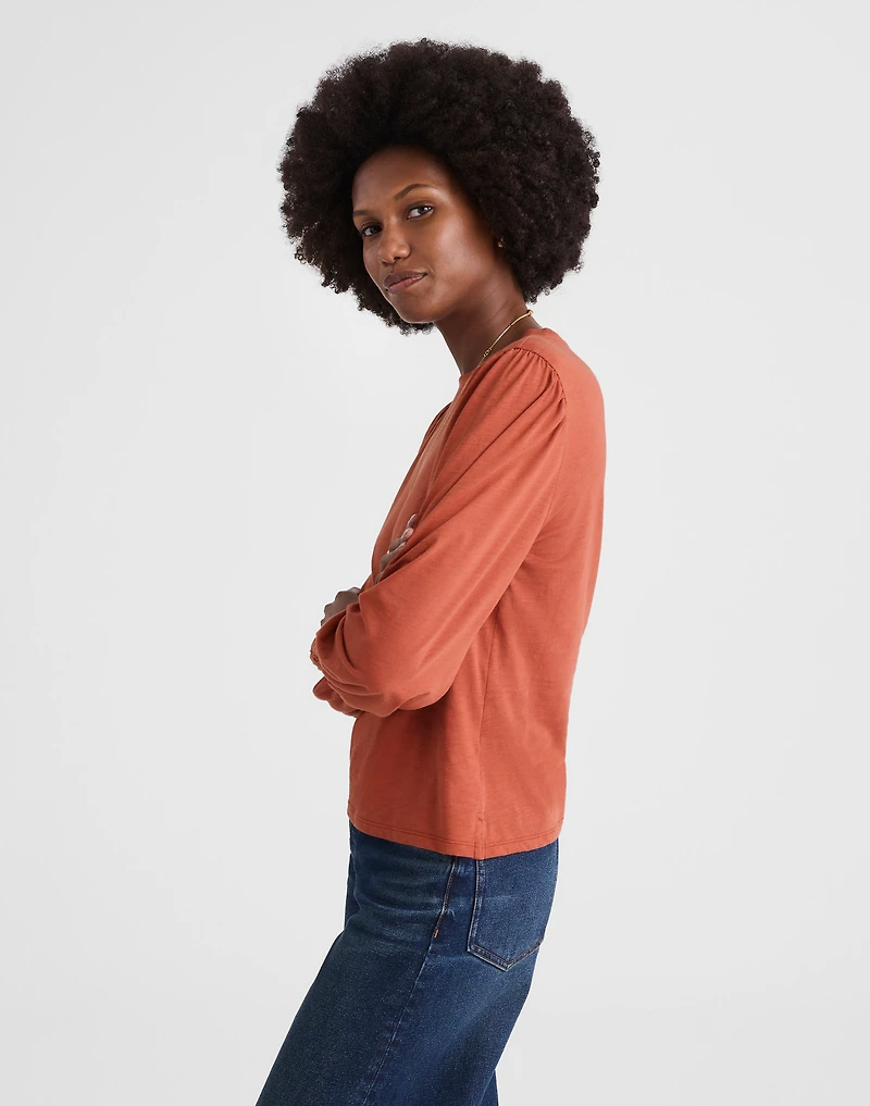 Smocked Long-Sleeve Top in Soft Slub | Madewell