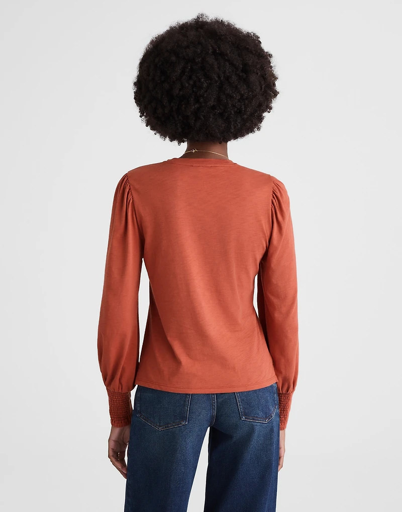Smocked Long-Sleeve Top in Soft Slub | Madewell