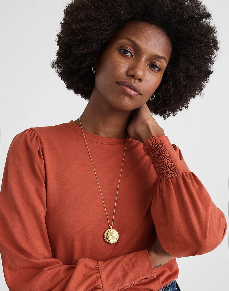 Smocked Long-Sleeve Top in Soft Slub | Madewell