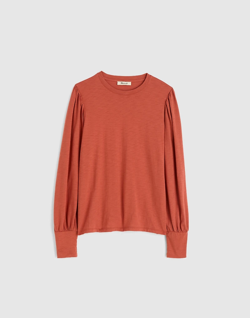 Smocked Long-Sleeve Top in Soft Slub | Madewell