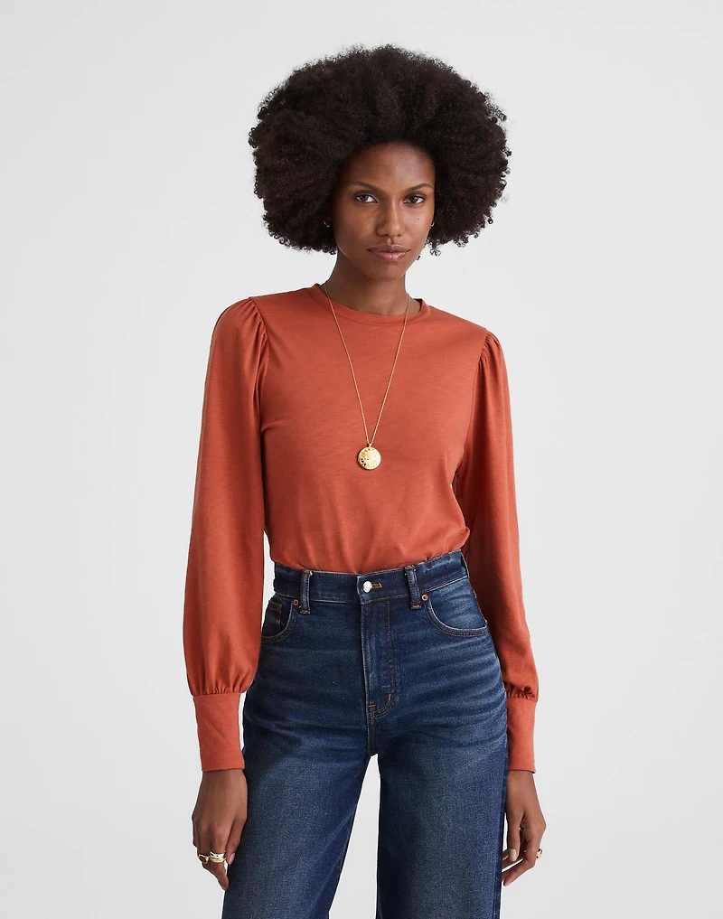Smocked Long-Sleeve Top in Soft Slub | Madewell