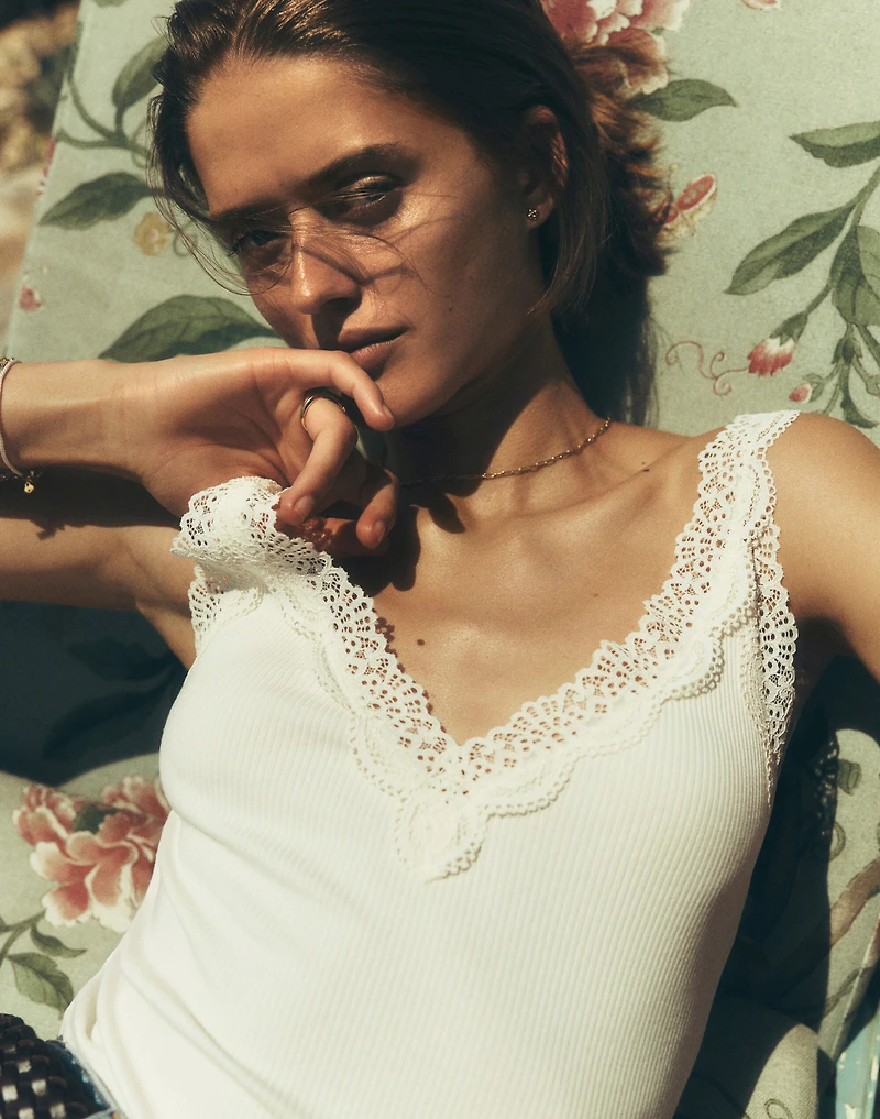 Lace-Trim V-Neck Tank | Madewell