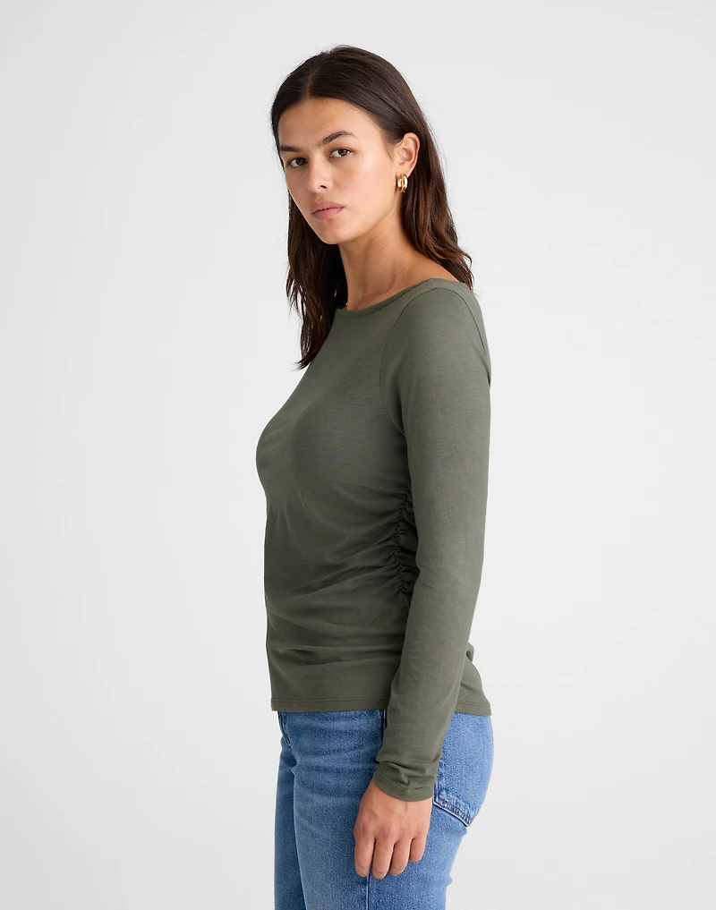 Ruched Crewneck Long-Sleeve Tee | Madewell